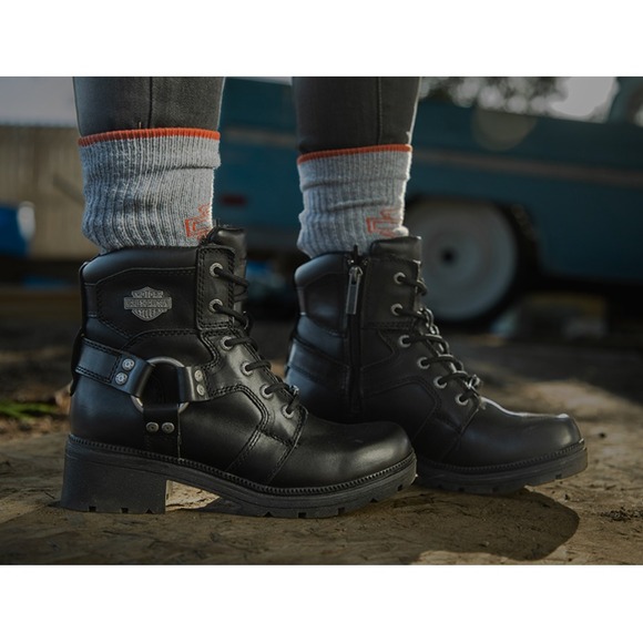 HARLEY-DAVIDSON Footwear Women's JOCELYN Black Leather Motorcycle Boots SIZE: 8 - Picture 2 of 10